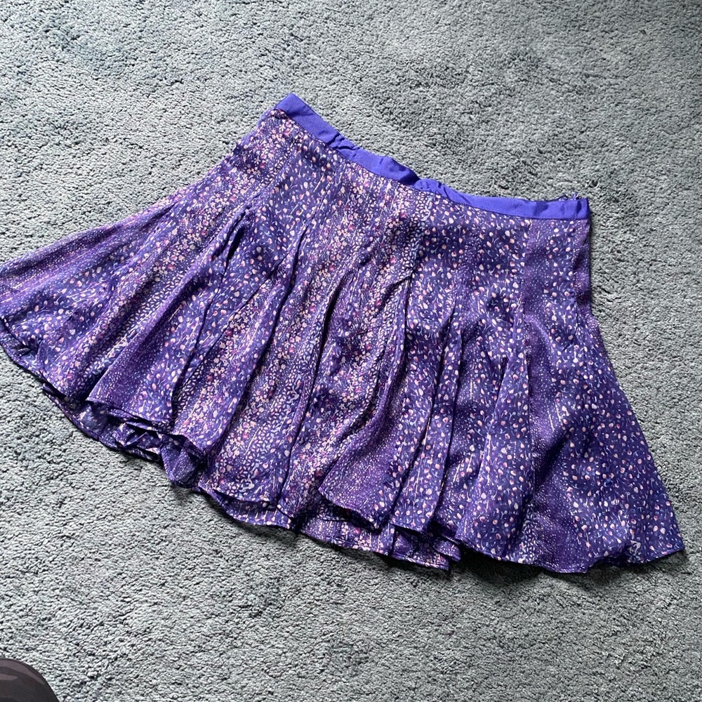NWOT AE Purple Metallic Floral Skirt 12